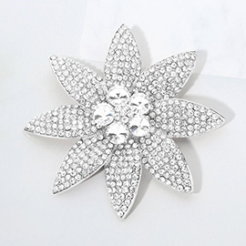 Stone Embellished Flower Pin Brooch