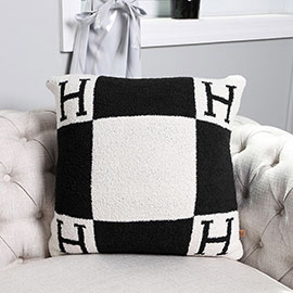 H Initial Monogram Patterned Cushion Cover / Pillow Case