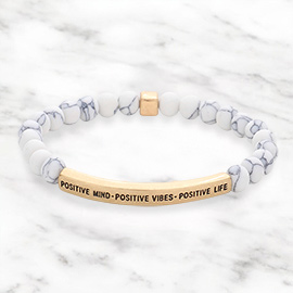 Positive Mind - Positive Vibes - Positive Live Message Natural Stone Stretch Bracelet