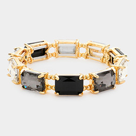 Emerald Cut Stone Stretch Evening Bracelet