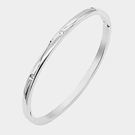 Rhinestone Embellished Stainless Steel Bangle Bracelet