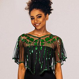 Sequin Embellished Cape Shawl