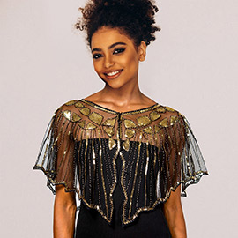 Sequin Embellished Cape Shawl