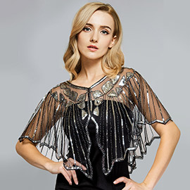 Sequin Embellished Cape Shawl