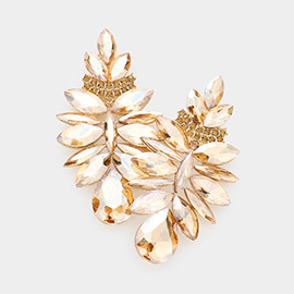 Marquise Stone Cluster Teardrop Dangle Evening Earrings