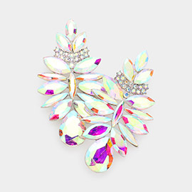 Marquise Stone Cluster Teardrop Dangle Evening Earrings