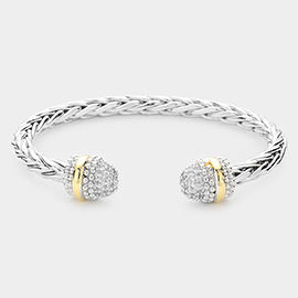CZ Stone Tip Metal Cuff Bracelet