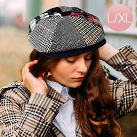 Patchwork Wool Newsboy Hat