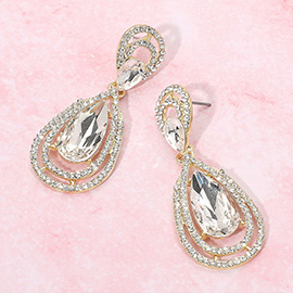 Teardrop Stone Dangle Evening Earrings