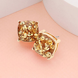 Square Druzy Stud Earrings