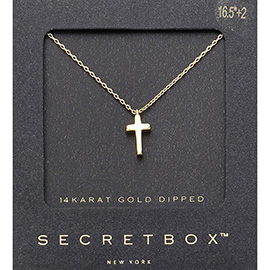 SECRET BOX_14K Gold Dipped Dainty Cross Pendant Necklace