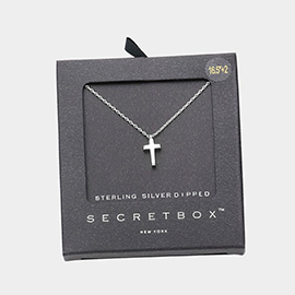 SECRET BOX_Sterling Silver Dipped Dainty Cross Pendant Necklace