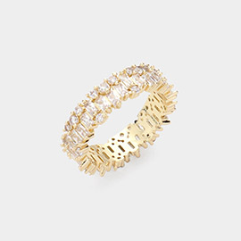 Baguette Round CZ Stone Eternity Ring