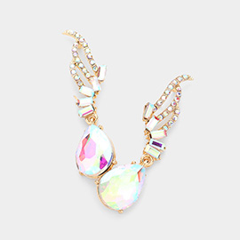 Teardrop Stone Dangle Evening Earrings