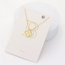 Quatrefoil Initial B Monogram Pendant Necklace