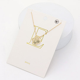 Quatrefoil Initial E Monogram Pendant Necklace