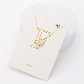 Quatrefoil Initial F Monogram Pendant Necklace