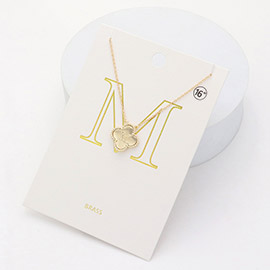 Quatrefoil Initial M Monogram Pendant Necklace