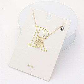Quatrefoil Initial R Monogram Pendant Necklace