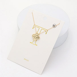 Quatrefoil Initial T Monogram Pendant Necklace