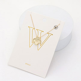 Quatrefoil Initial W Monogram Pendant Necklace