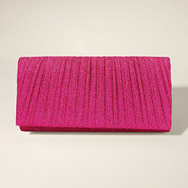 Pleated Shimmery Evening Clutch / Crossbody Bag