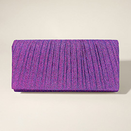 Pleated Shimmery Evening Clutch / Crossbody Bag
