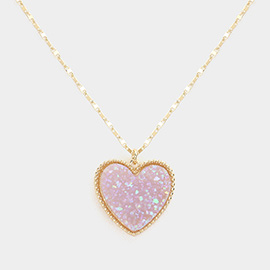 Druzy Heart Pendant Necklace