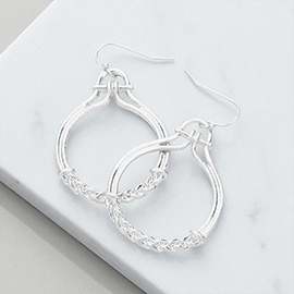 Braided Metal Pointed Open Disc Dangle Earrings