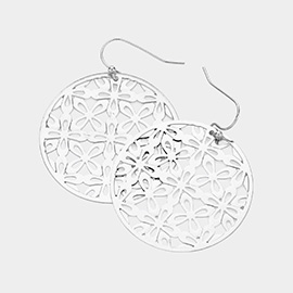 Abstract Pattern Circle Metal Filigree Dangle Earrings