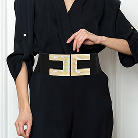 Stone Paved Buckle Elastic Belt
