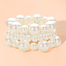 3PCS - Pearl Beaded Multi Layered Stretch Bracelets