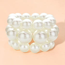 3PCS - Pearl Beaded Multi Layered Stretch Bracelets
