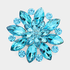 Marquise Stone Accented Flower Pin Brooch