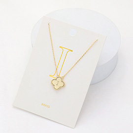 Quatrefoil Initial I Monogram Pendant Necklace