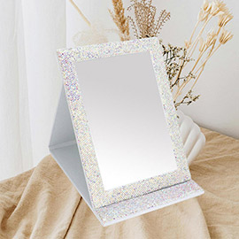 Bling Studded Folding Makeup Mirror