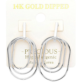 14K Gold Dipped Hypoallergenic Abstract Oval Earrings