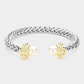 Pearl Tip Metal Cuff Bracelet