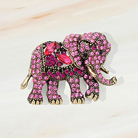 Stone Embellished Elephant Pin Brooch