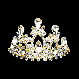 Marquise Teardrop Stone Cluster Embellished Princess Mini Tiara