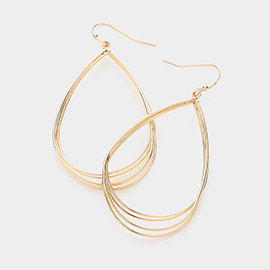 Metal Wire Layered Open Teardrop Dangle Earrings