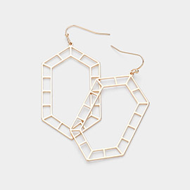 Geometric Hexagon Cut Out Dangle Earrings