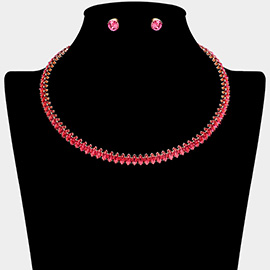 Marquise Stone Cluster Evening Choker Necklace