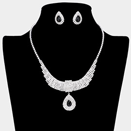 Teardrop Stone Pointed Rhinestone Paved U Shaped Necklace