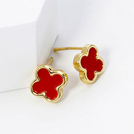 Gold Dipped Quatrefoil Stud Earrings