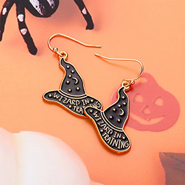Wizard In Training Enamel Halloween Witch Hat Dangle Earrings
