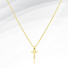 -T- Stainless Steel CZ Stone Paved Initial Monogram Pendant Necklace
