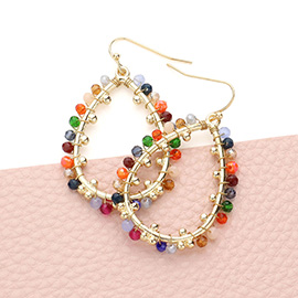 Faceted Beaded Open Teardrop Dangle Earrings