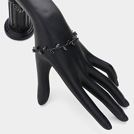 Marquise CZ Stone Cluster Pointed Leaf Vine Adjustable Pull Tie Bracelet