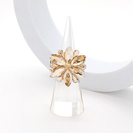 Marquise Glass Stone Cluster Flower Stretch Ring